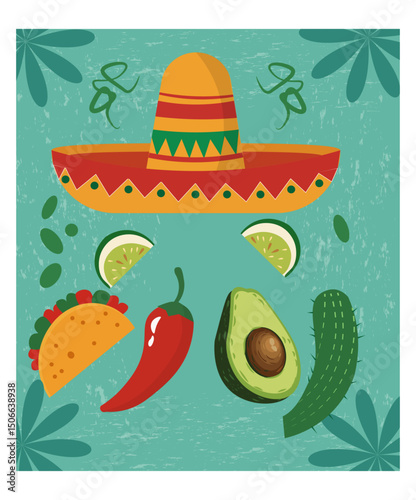 Colorful Cinco de Mayo Square Card Collection - 8 Festive Mexican Vector Designs -03
