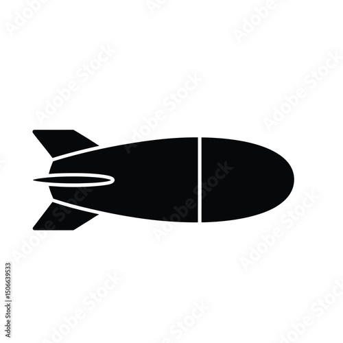 A black and white silhouette image of a bomb