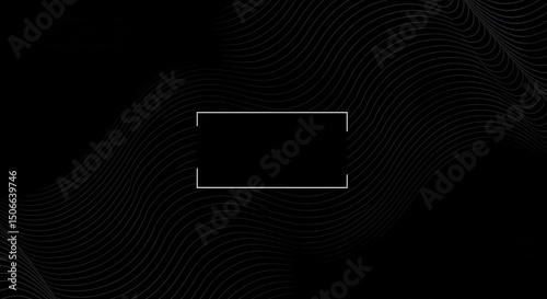 A black canvas with subtle wave patterns and a central white rectangle creating depth and focus