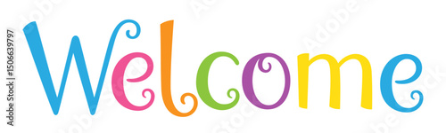 WELCOME colorful vector hand lettering banner