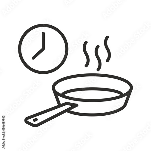 cooking time icon, cook food, linear vector illustration, frying pan