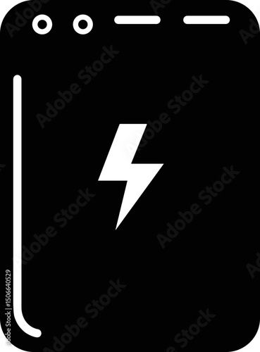 Mobile phone icon with lightning symbol for charging indication  
