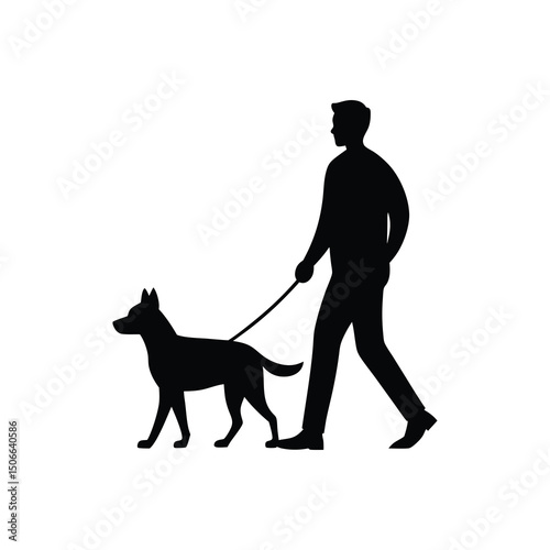 silhouette of a man with a dog