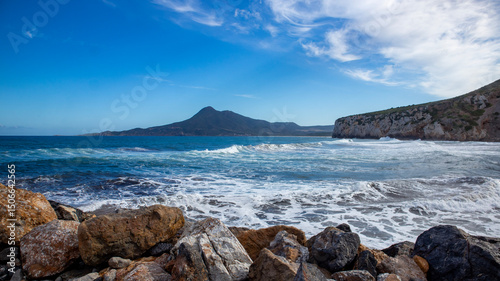 Fototapeta Naklejka Na Ścianę i Meble -  Sardinian sea Buggerru coast, San Nicolo' beach, Portixeddu  village, Italy