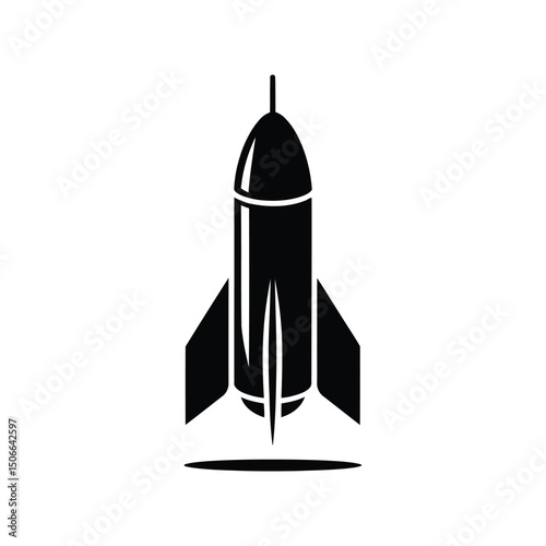 A black rocket ship ready for launch, representing space exploration and technological advancement