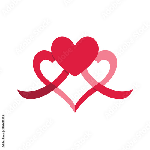 Romantic Hearts Tied with Ribbon – Love Vector