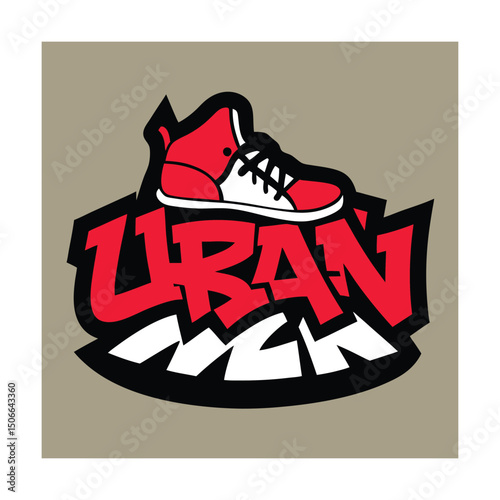Urban Streetwear Logo with Graffiti and Sneakers photo