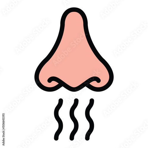Bad smell icon flat line style illustration representing unpleasant odors and hygiene concerns, suitable for cleaning, health, and sanitation-related projects