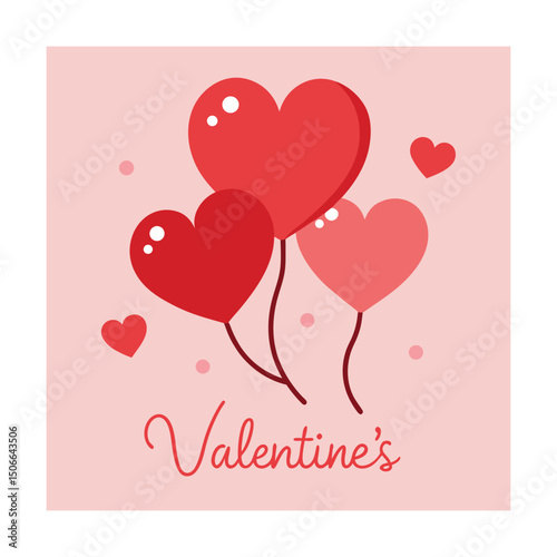 Valentine Card with Heart Balloons – Romantic Theme photo