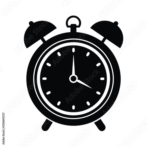 Black Alarm Clock Icon – Flat Time Design photo