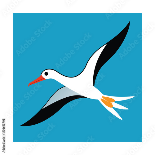 Gliding Albatross Illustration – Bird in Flight Vector