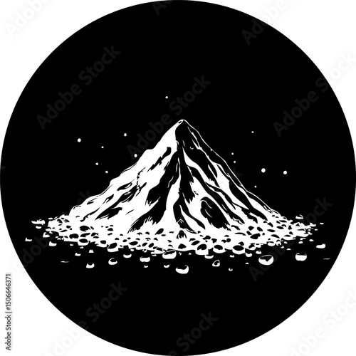 Majestic monochrome mountain crest with granular texture against dark field