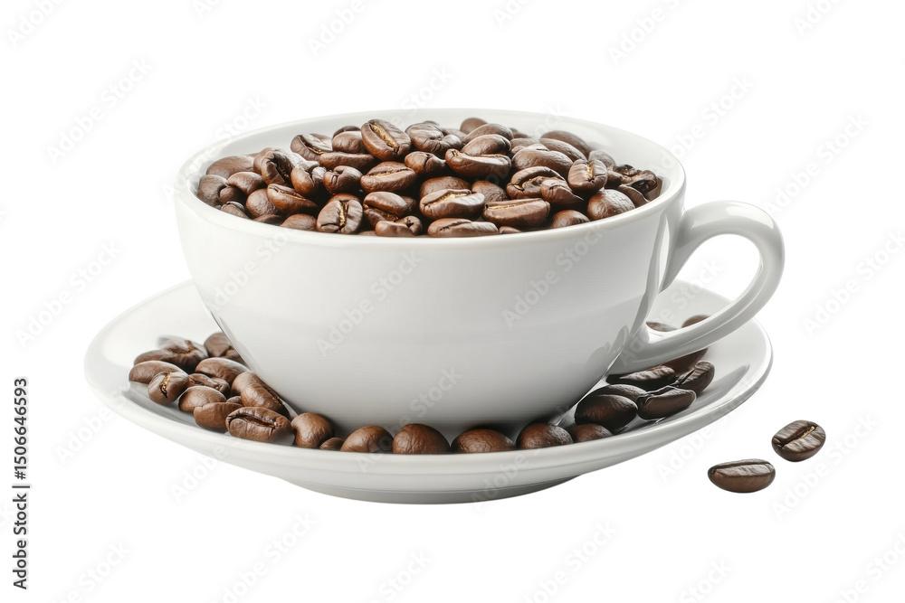 Fototapeta premium Coffee beans in a white cup