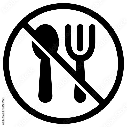 vector solid icon of eating prohibition