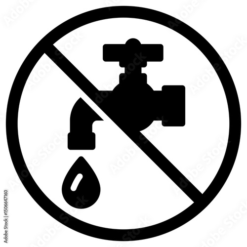 solid vector icon forbidden to turn on the tap