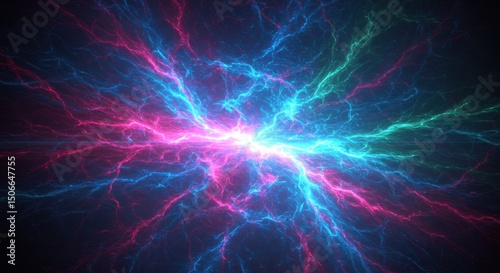 Electric Symphony Pink Blue  Green Lightning Display