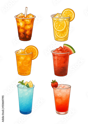 a vector set of various kinds of drinks 
