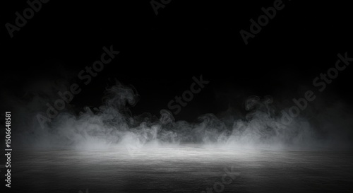 Ethereal fog bank rolling in over a dark textured ground