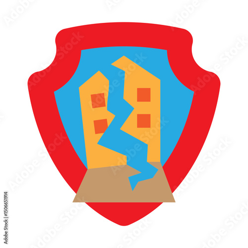 Earthquake Coverage Vector Flat Icon Design
