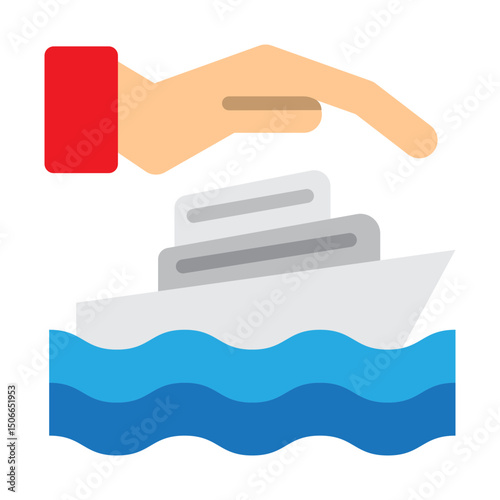 Cruise Insurance Vector Flat Icon Design