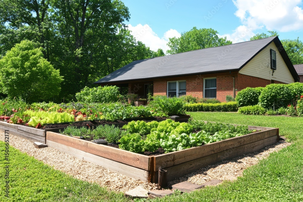 Fototapeta premium Home Vegetable Garden: Embrace Freshness and Healthy Living with Your Backyard Harvest