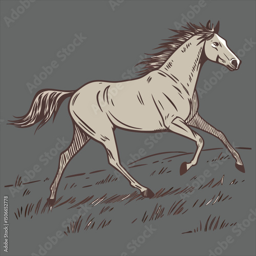  running horse cartoon vector