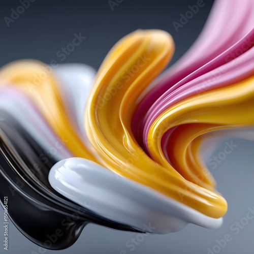 Abstract Swirls of Glossy Colors in a Fluid, Artistic Compositio