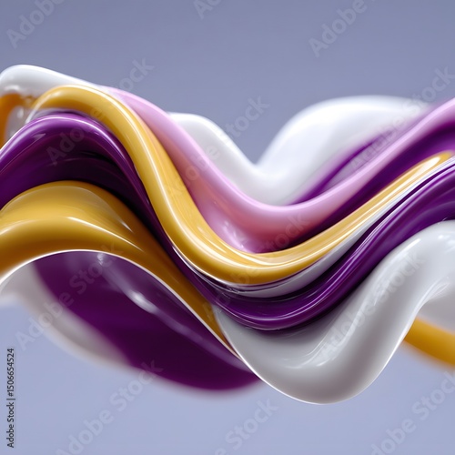 Abstract Wave Forms in Purple, White, and Gold