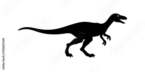 Velociraptor silhouette icon sign, Raptor dinosaurs symbol design, Isolated on white background, Vector illustration.Silhouette of a Prehistoric Theropod Dinosaur
