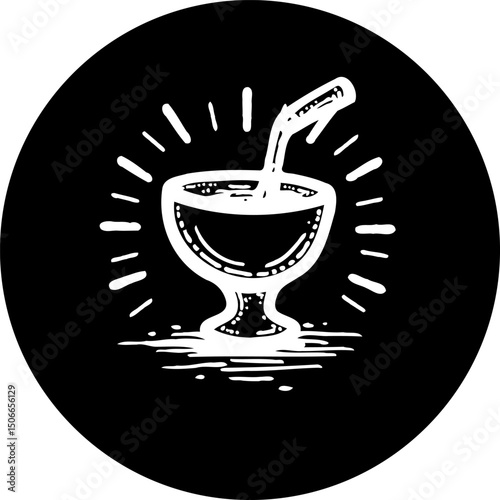 Elegant beverage emblem with radiating accents and a vintage aesthetic allure