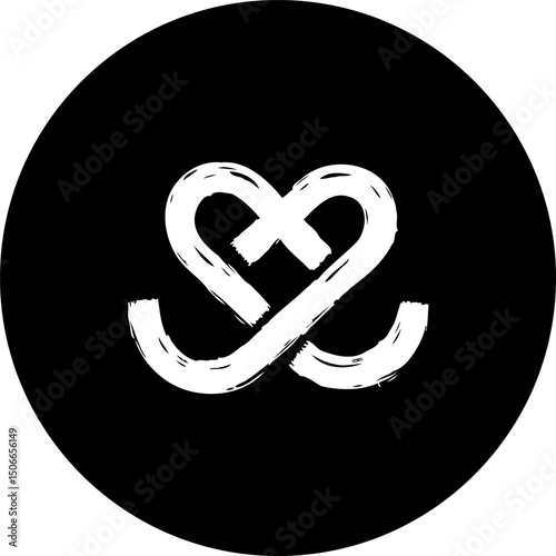 Stylized Heart Motif on Circular Canvas: A Symbol of Modern Connection