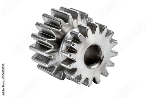 High resolution image of metal gears precisely engineered components industrial mechanical parts detailed close up shot of on transparent background