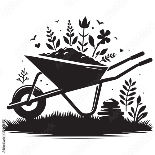 vector illustration of a wheelbarrow