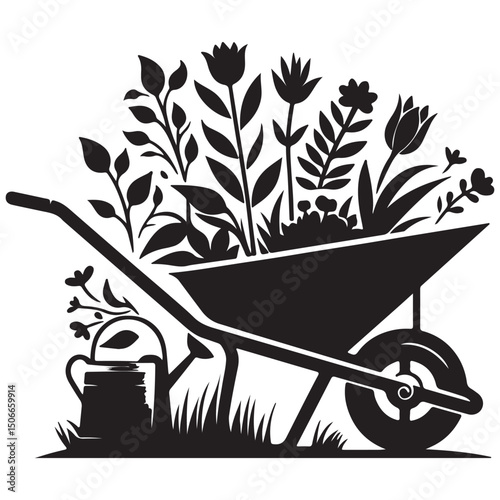 wheelbarrow full of flowers