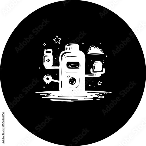 Whimsical Chemical Concoction: A Cartoon-Styled Illustration of Bizarre Chemistry