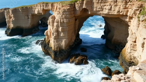 Stunning Natural Arches and Waves in Legzira, Morocco Coastal Landscape