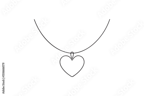 Heart Necklace continuous one line drawing minimalism design