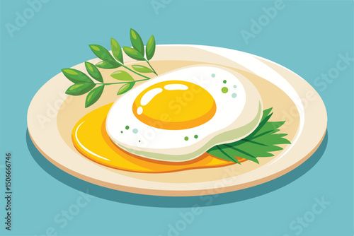 Sunny-Side Up Egg A Perfect Start to Your Day - Delicious Breakfast Illustration