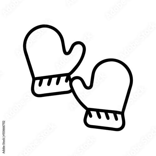 Outline of mittens in simple style on transparent background  
