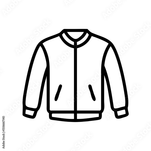 Line drawing of a bomber jacket on a transparent background - Concept of clothing icon on transparent background  