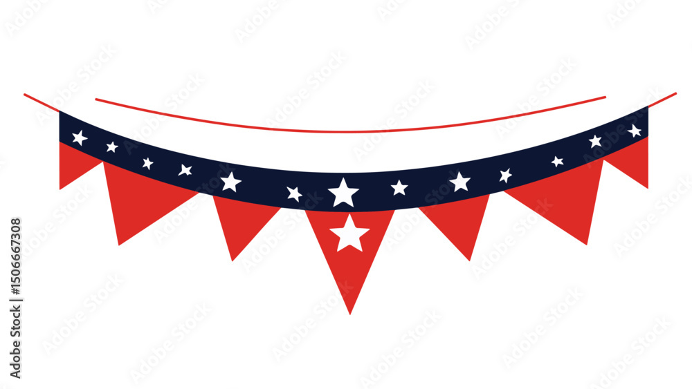 Obraz premium Single_star-spangled_bunting_pennant_flat_graphic