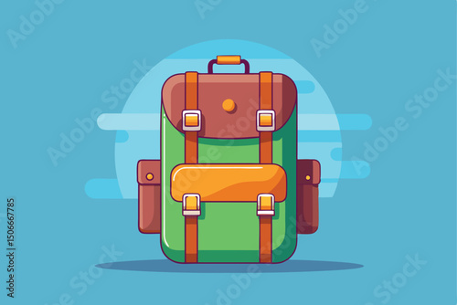 Adventure Awaits Colorful Travel Backpack Illustration
