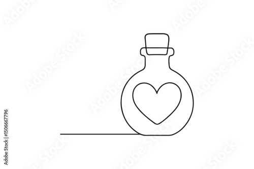 Love Potion Bottle continuous one line drawing minimalism design