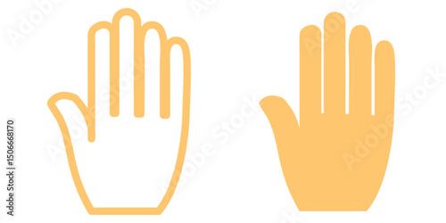 Hand icon set. Human palm, fingers, hi, stop, imprint - stock vector. Color Hand icon. Vector stop symbol. Palm outline. Sign silhouette outline hand icon. 