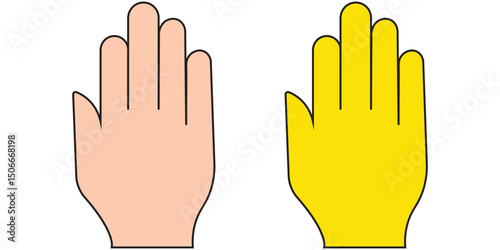 Hand icon set. Human palm, fingers, hi, stop, imprint - stock vector. Color Hand icon. Vector stop symbol. Palm outline. Sign silhouette outline hand icon. 
