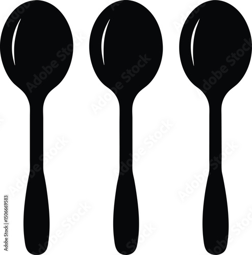 Spoon icon set, Set of spoon silhouette vector illustration