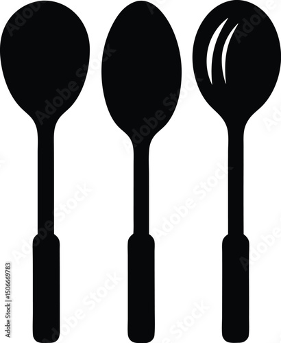 Spoon icon set, Set of spoon silhouette vector illustration