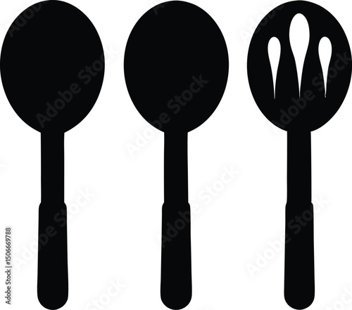 Spoon icon set, Set of spoon silhouette vector illustration