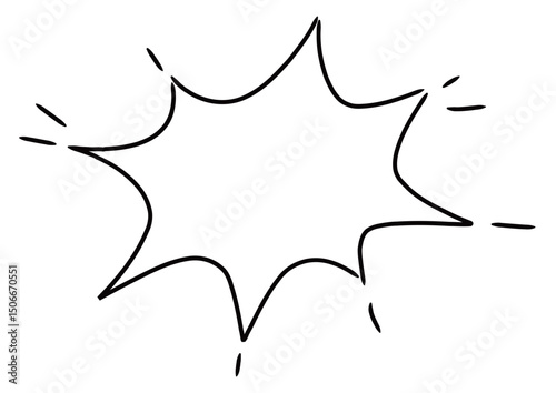 手書き風のふきだし単品　塗りなし線画