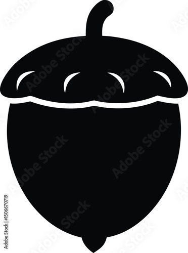 Acorn silhouette vector, acorn vector icon, hazel nut black icon vector illustration